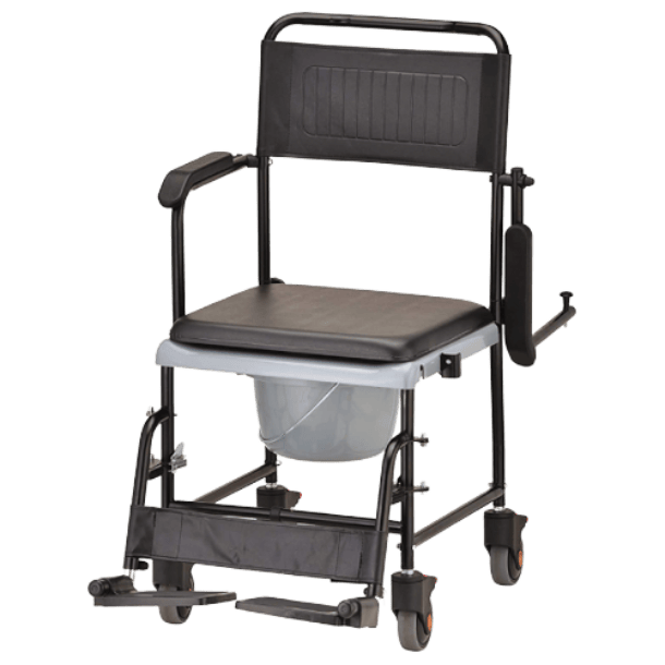Drop Arm Commode Transport Chair with Wheels