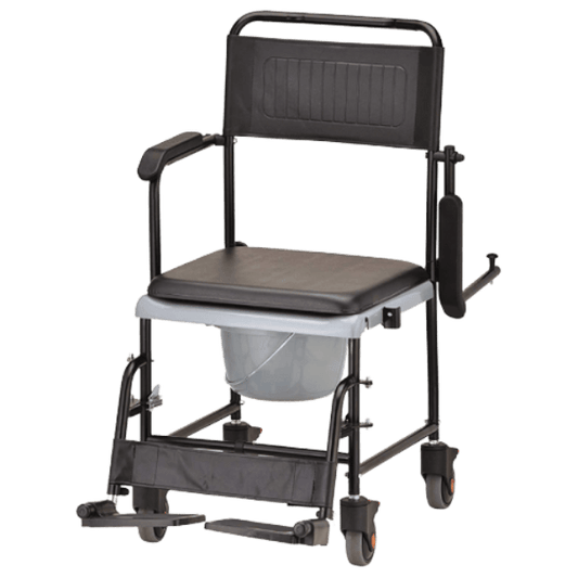 Drop Arm Commode Transport Chair with Wheels