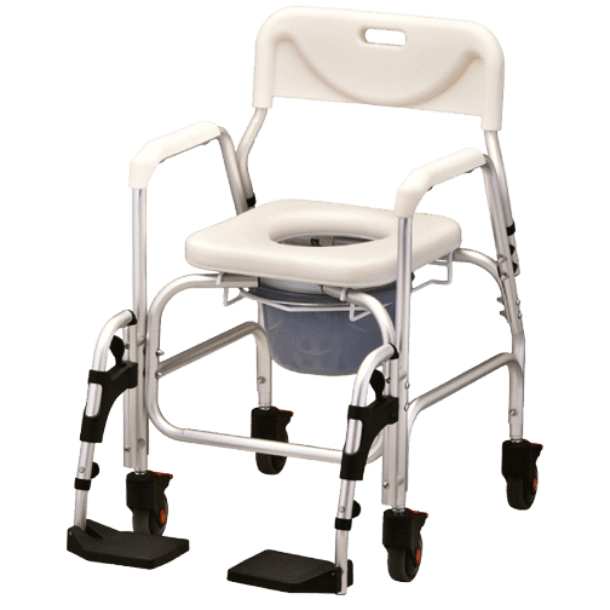 Rolling Shower Chair Commode with Footrests