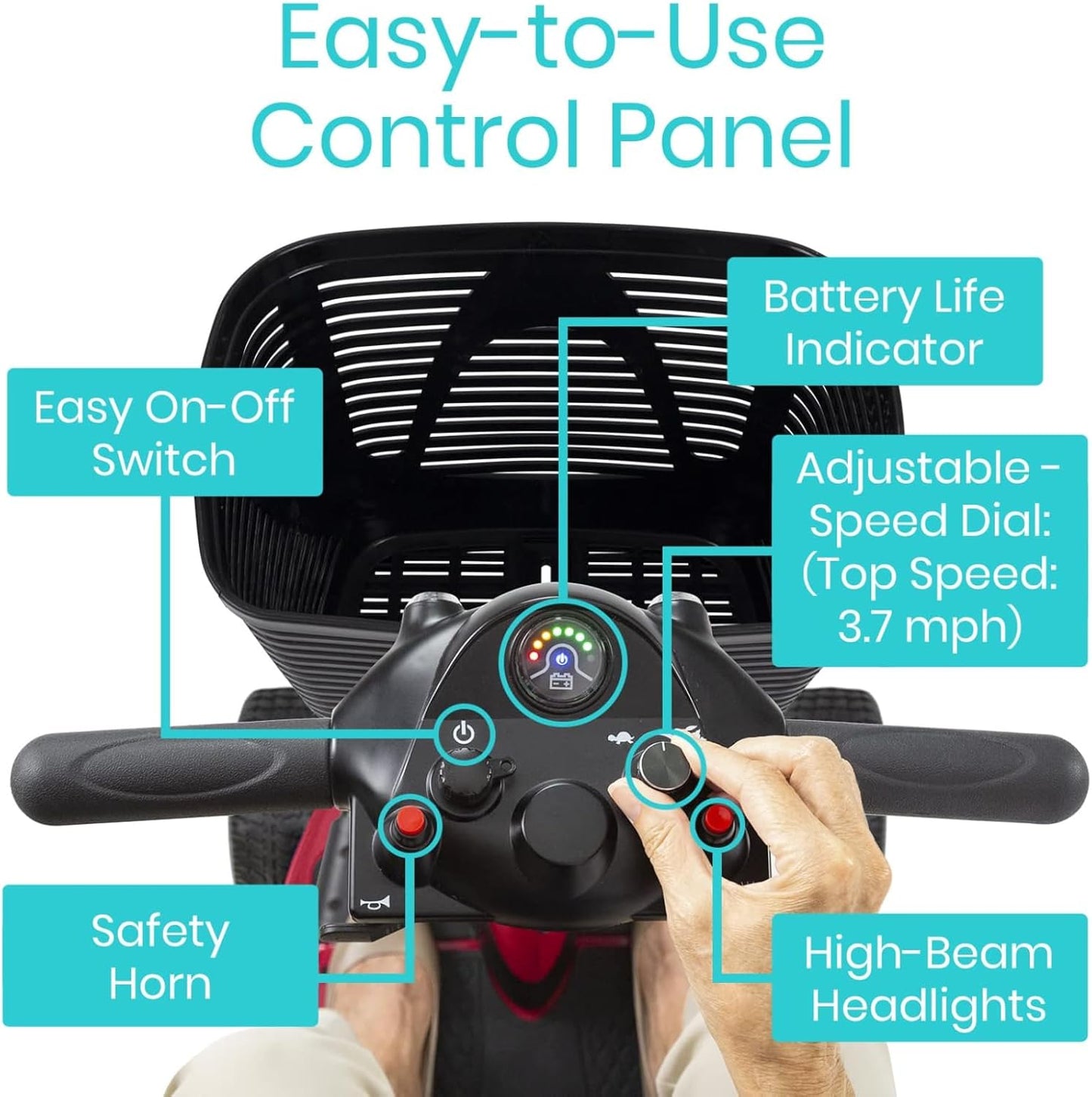 4 Wheel Mobility Scooter - Electric Powered with Seat for Seniors